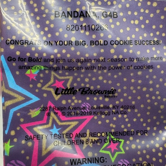 Girl Scouts Cookie Reward Little Brownie Bakers Bandana Stars Print Purple Kids - Picture 2 of 5